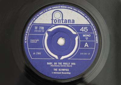 7inch Record OLYMPICS  Baby Do The Philly Dog  Western M TF778 FONTANA 1966 UK SoulFunk Used