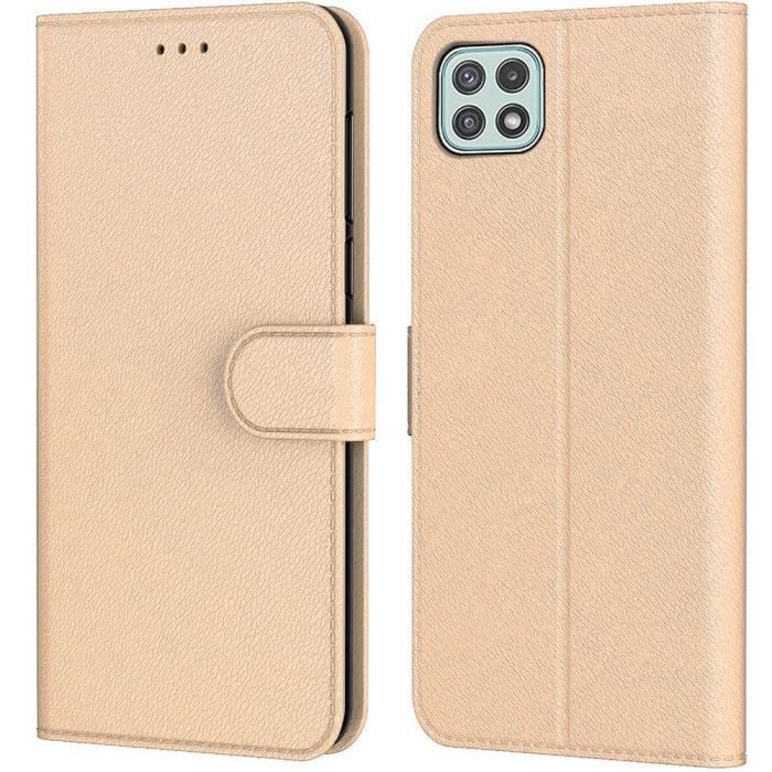 Coque de Protection - PROSHOP - Samsung A22 5G - Portefeuille - Doré - Anti Rayure - Anti-Choc