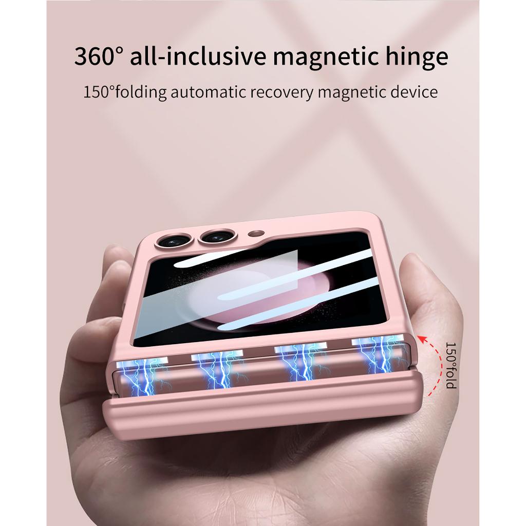 GKK Magnetic Hinge Matte PC Case For Samsung Galaxy Z Flip 5 5G Full Body Hard Armor Protective Cover