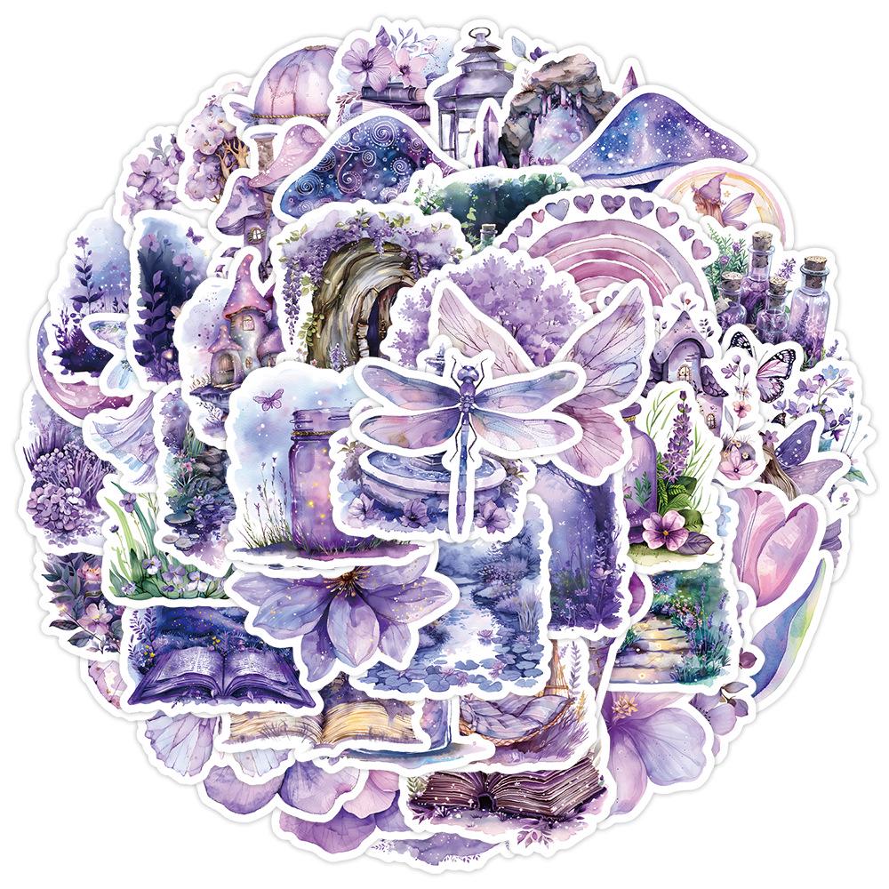 50-Piece Fairytale Garden Waterproof Sticker Set for Water Bottles and Luggage