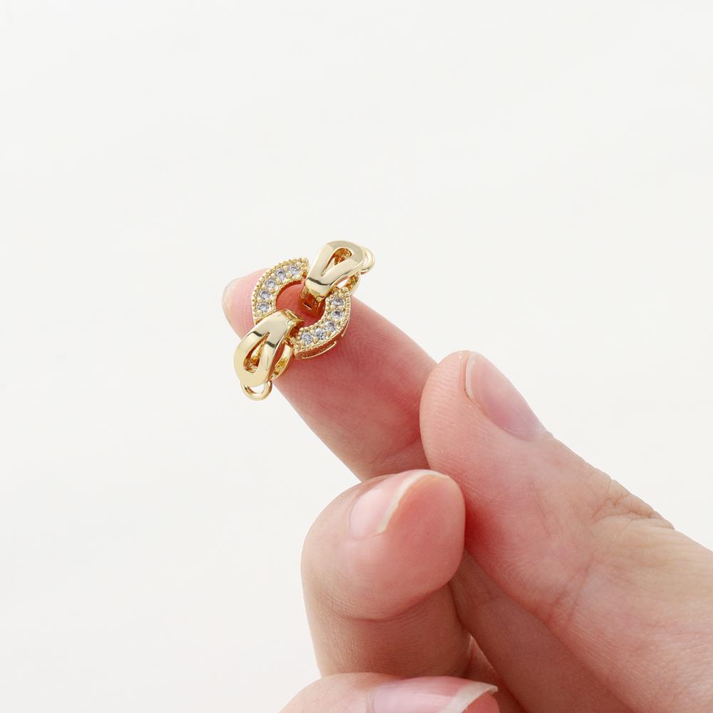 14k 18K Gold Plated Copper Metal Inlaid Zircon Round Fastener Clasps DIY Pearl Jewelry Beading Connector For Jewelry Making