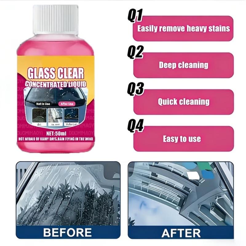 Car Window Cleaner Concentrate Windshield Washer Fluid for Regular Automotive Glass and Windshield Cleaning, 50ml