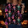 Women's Halloween Printed Long Sleeve Neck Pullover Top