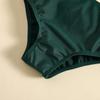 Girls' Green Leaf Print Two-Piece Bikini Set with Sun Protection