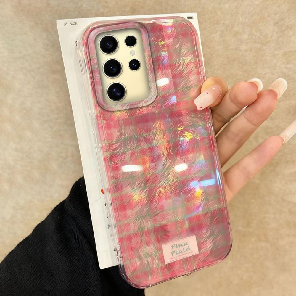 Růžové Proplétané Mřížkované Vzorované Vortexové Texturované Pouzdro na Telefon pro Samsung Galaxy S25 Edge S24 S23 S22 S21 S20 FE Plus Ultra tpu Kryt