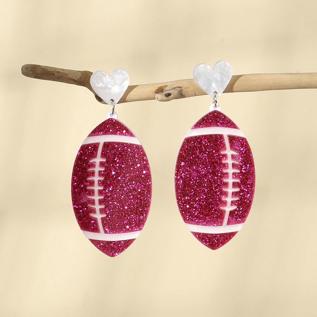 Sporty Style Double Layer Acrylic American Football Earrings for Women