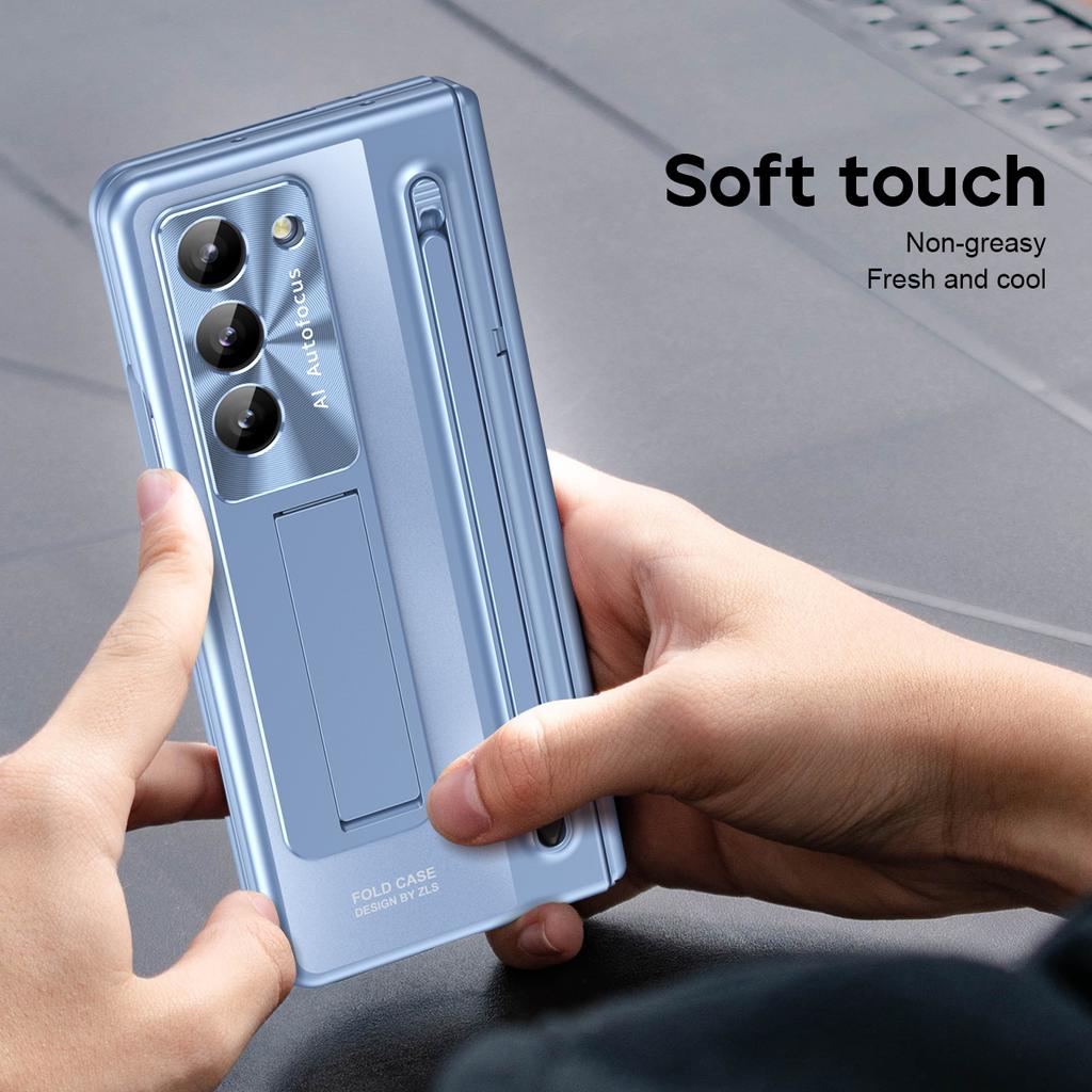 Etui ze stojakiem na zawiasy PC na telefon Samsung Galaxy Z Fold6 5G z folią ze szkła hartowanego/rysikiem