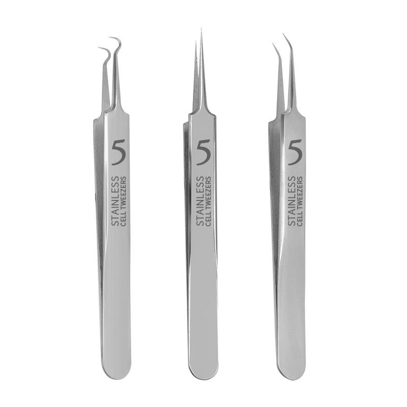 3PCS Facial Pore Cleaning Care Tools Ultra Fine Needle Tweezers Facial Care Tools Home Beauty Tools Stainless Steel Cell Clamps