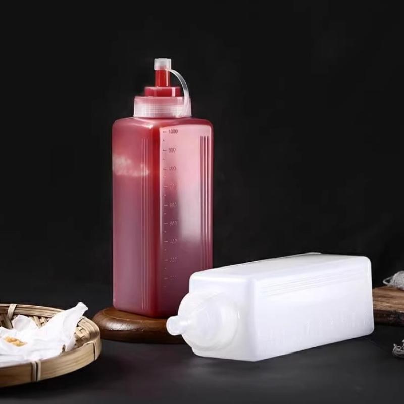 600/800/1000Ml Squeeze Sauce Bottles Condiment Dispenser Large Mouth Dustproof Kitchen Seasoning Salad Sauce Olive Oil Bottle