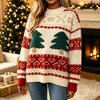 Women's Christmas Pullover Sweater Long Sleeve Knit Top for Winter Holidays