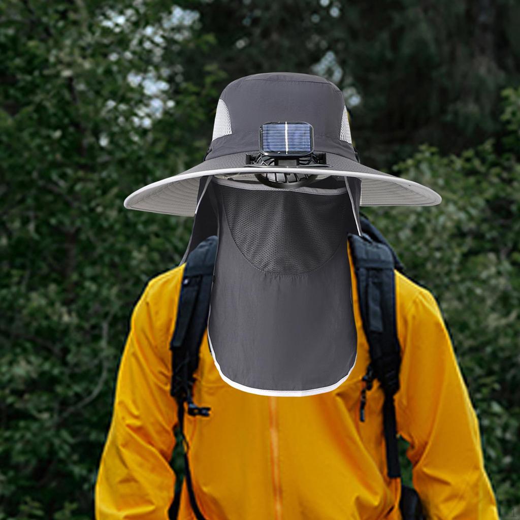Outdoor Solar Fan Hat Fisherman Lightweight Adjustable Cooling Sun Protection Fishing