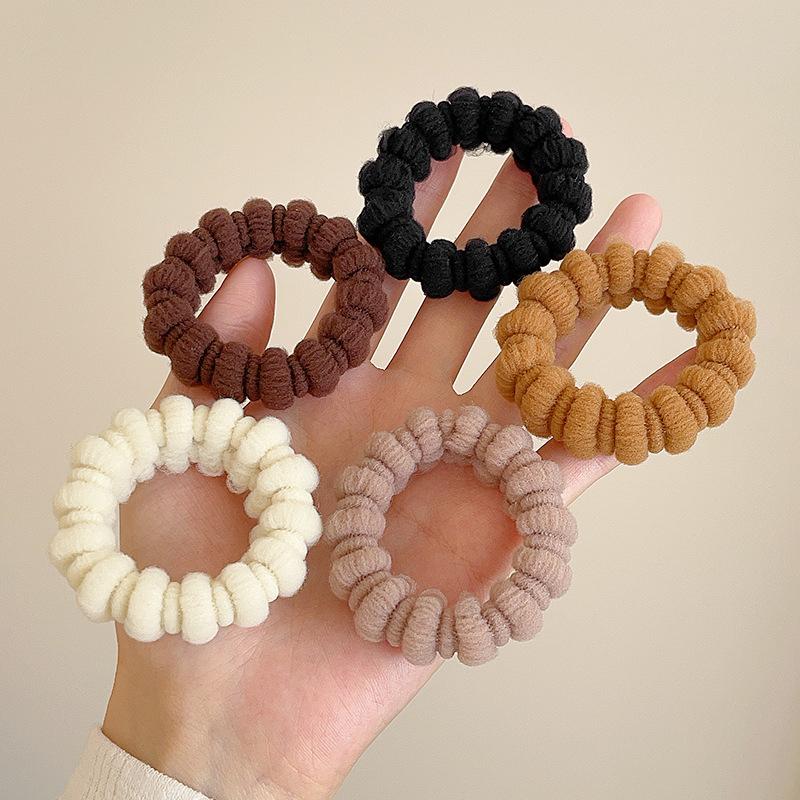 Vintage Solid Color Large Hair Scrunchies For Women Girls  High Absorbency Plush Elastic Hair Rope Sweet Hair Accessories