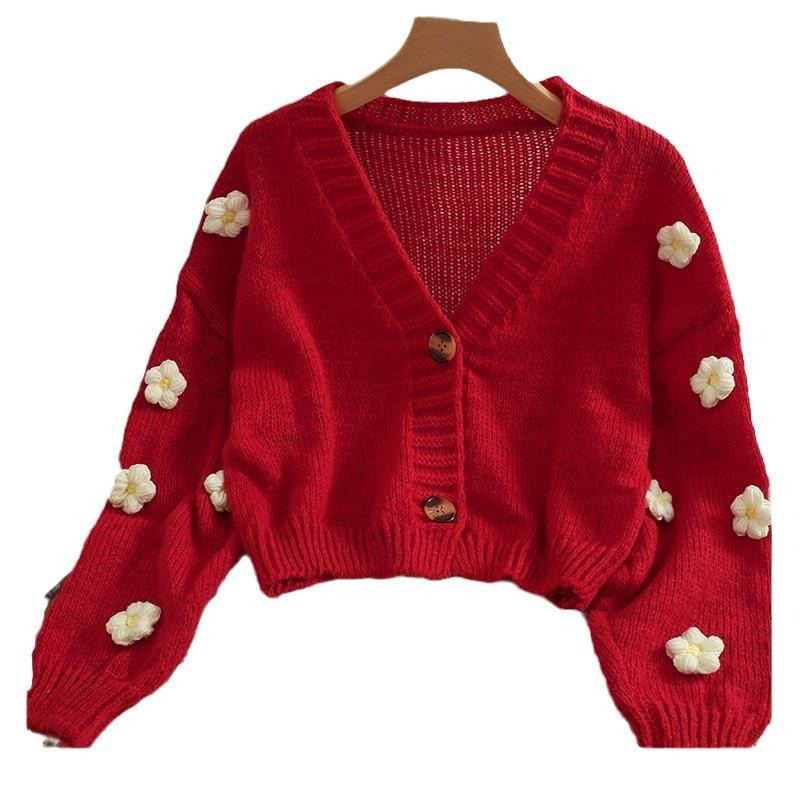 Short sweater women's spring and autumn new versatile fresh and sweet wind knitted cardigan women