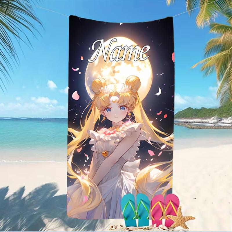Customizable Personalized Beach Towels Sailor Moon Themed designs.Suitable for the Beach, Yoga, Sports;ideal As Beach Accessories