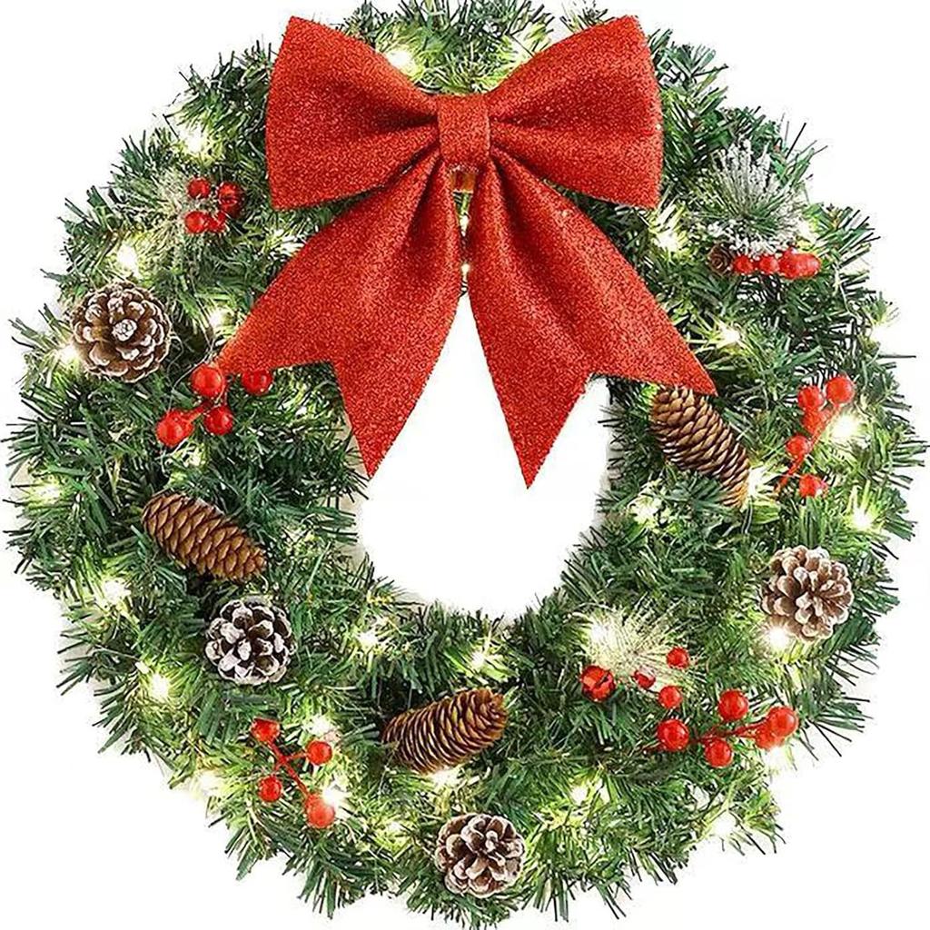 Wooden American Style Christmas Wreath Door Sign Flat Printed Plaque for Window and Decoration