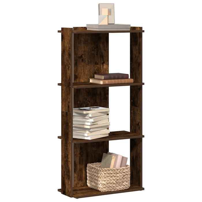 VidaXL Bibliothèque 3 niveaux chêne fumé 60x30x120cm bois d'ingénierie, étagère, étagère à livres, étagère de rangement, 860269