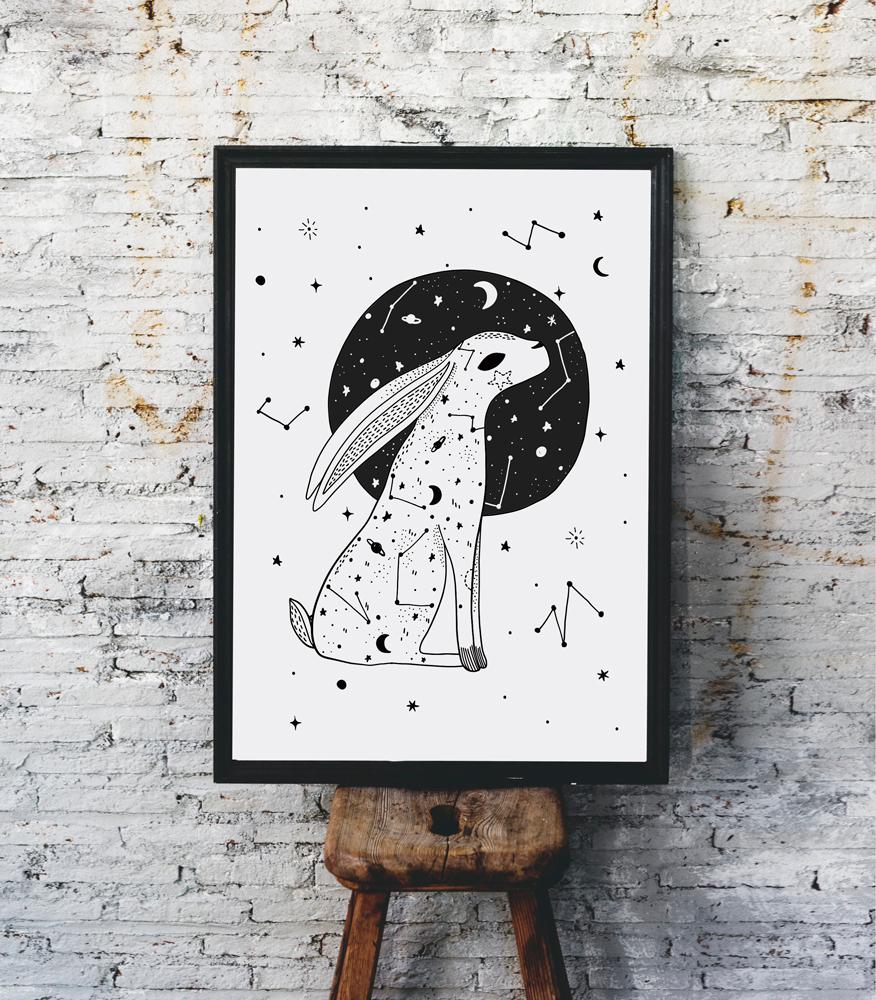 Luna the Star Hare Poster