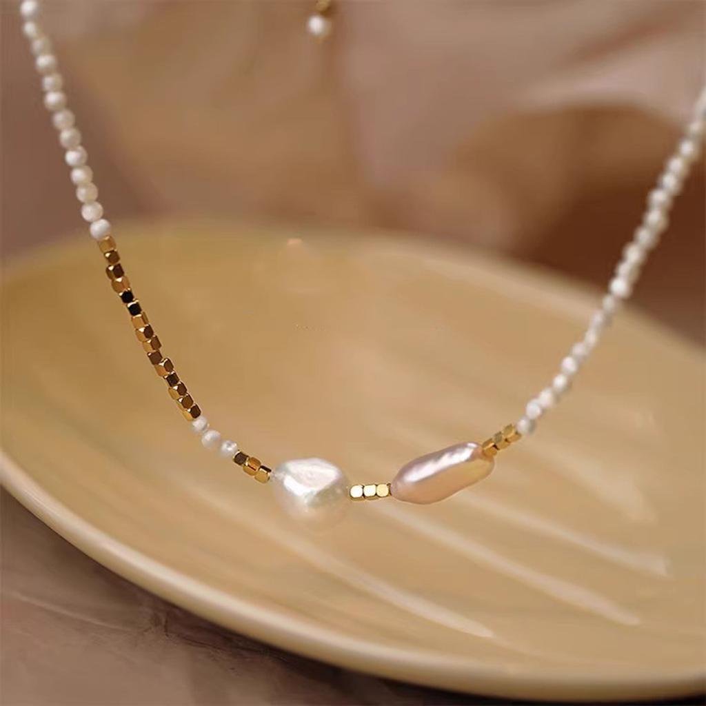 Barock-Sonderform Weißperlenkette Damen Neue beliebte Nischen-Muschelperlen-Schlüsselbein-Kette Damen