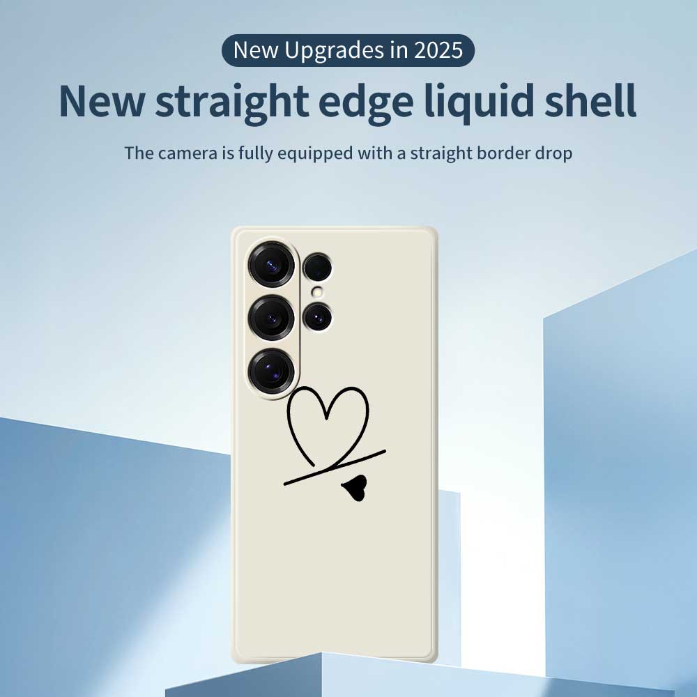 For Samsung Galaxy S25 Ultra Case Black Love Pattern Printing Straight Edge TPU Phone Back Cover