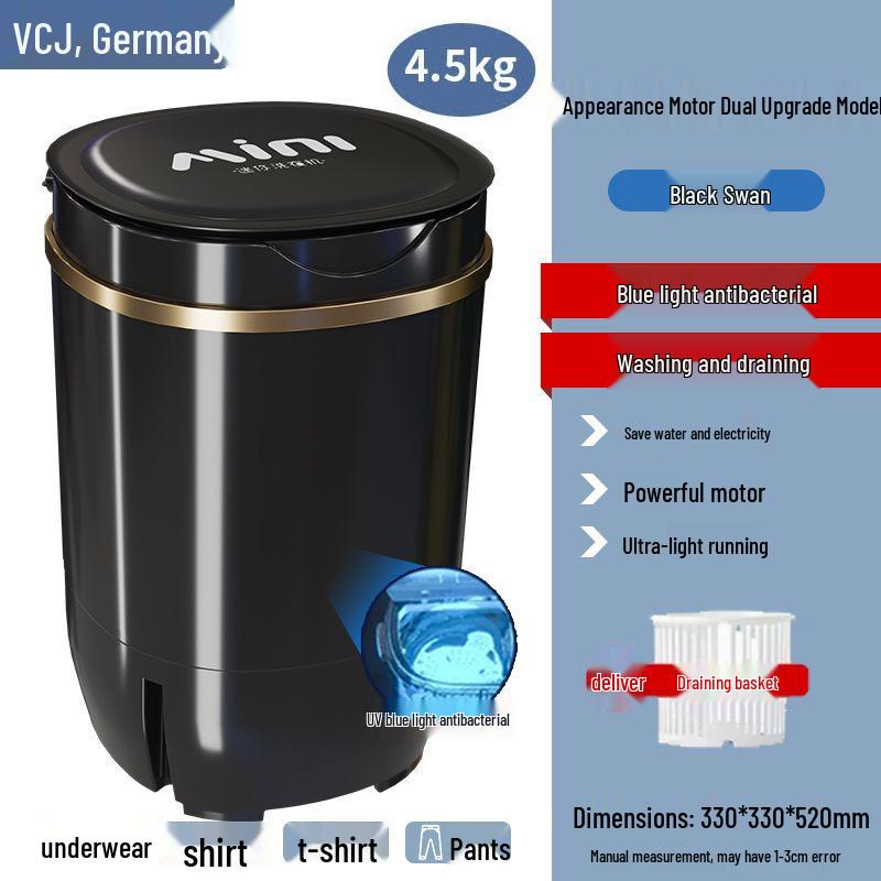 Compact Semi-Automatic Mini Washing Machine with Blue Light and Spin Function