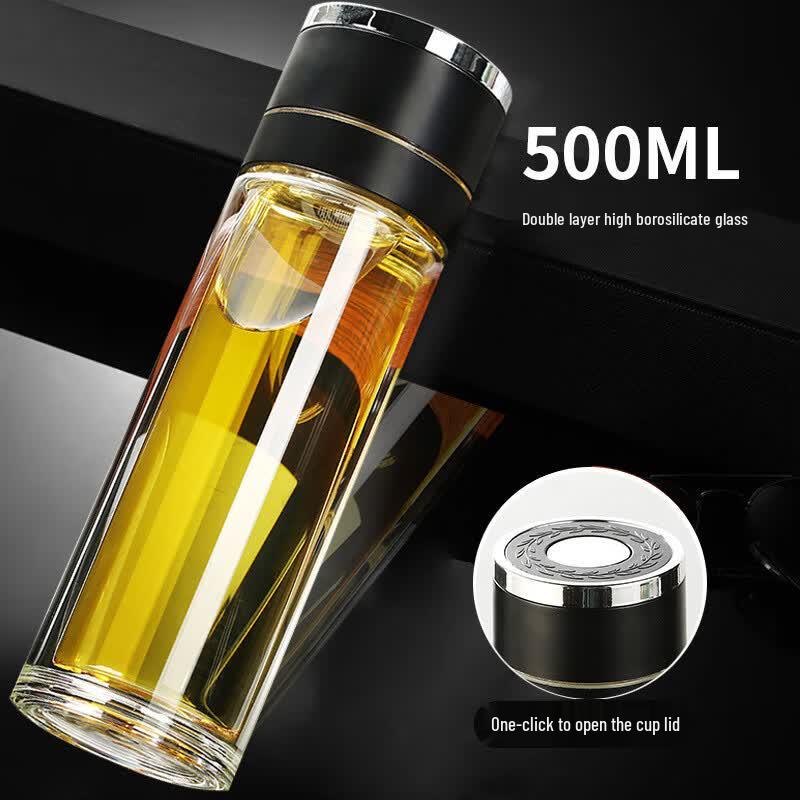 Double Wall Borosilicate Glass Tea Infuser Bottle