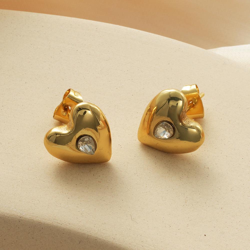 Heart Pleated Stainless Steel Fashion Earrings - High-End, European and American Style, Versatile and Trendy for Women.