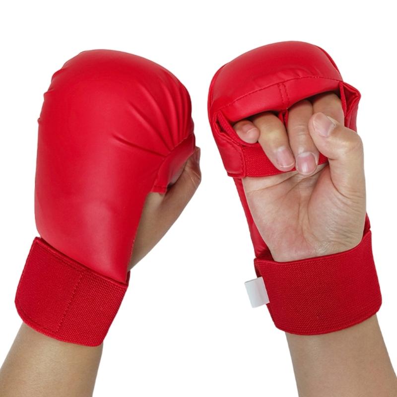 Schaumstoffgefütterte Kampfsport-Handschuhe Verstellbarer Handgelenkverschluss Karate-Handschuhe Geeignet für bequeme Karate-Trainingsausrüstung rot