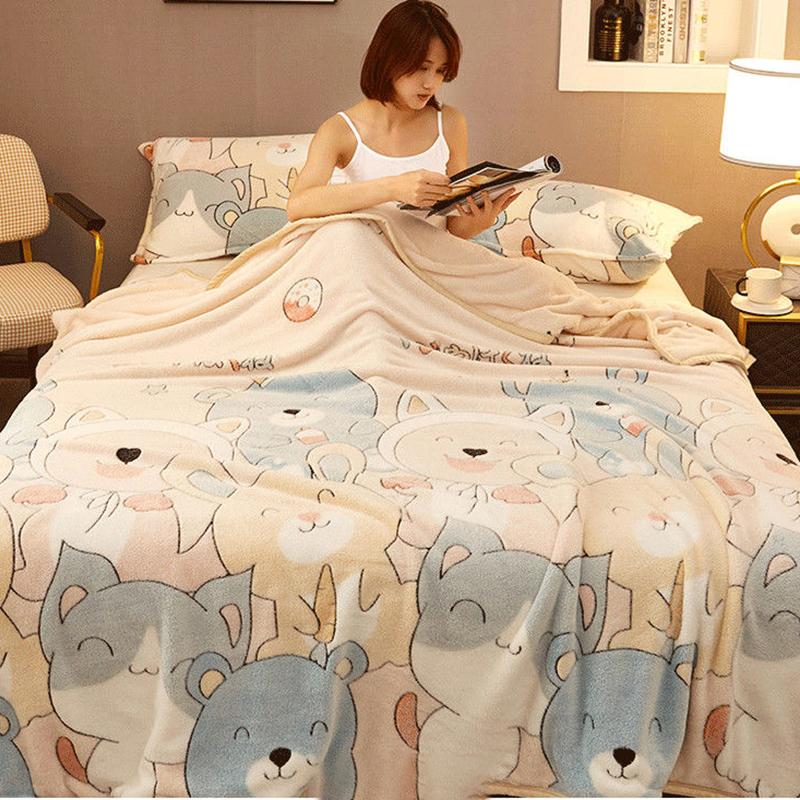 Cearşaf de pat din catifea Coral de iarnă, de uz casnic