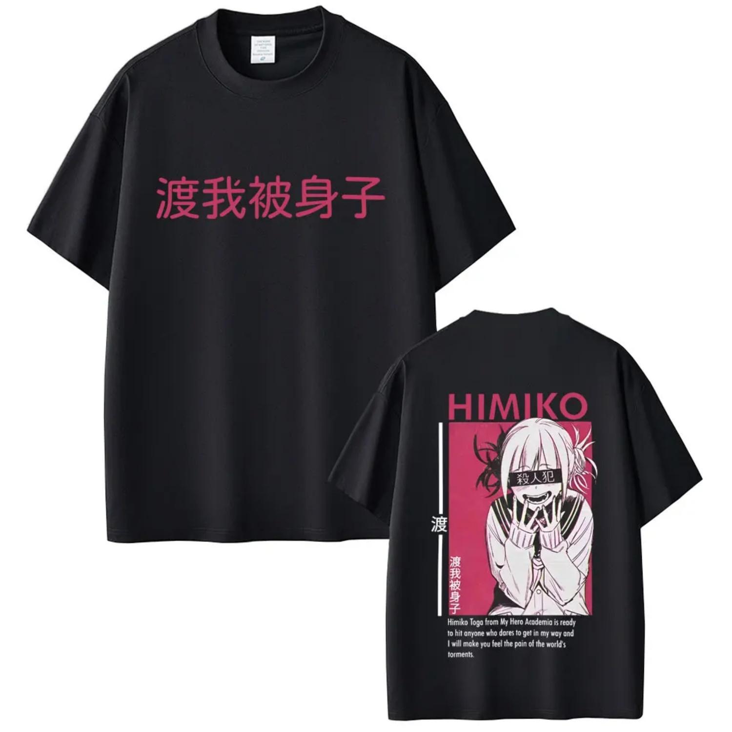 

Anime My Hero Academia Toga Himiko T-shirts Men Women Casual Oversized Y2K Short Sleeve Tees 90s Cartoon Manga Unisex Streetwear S чёрный