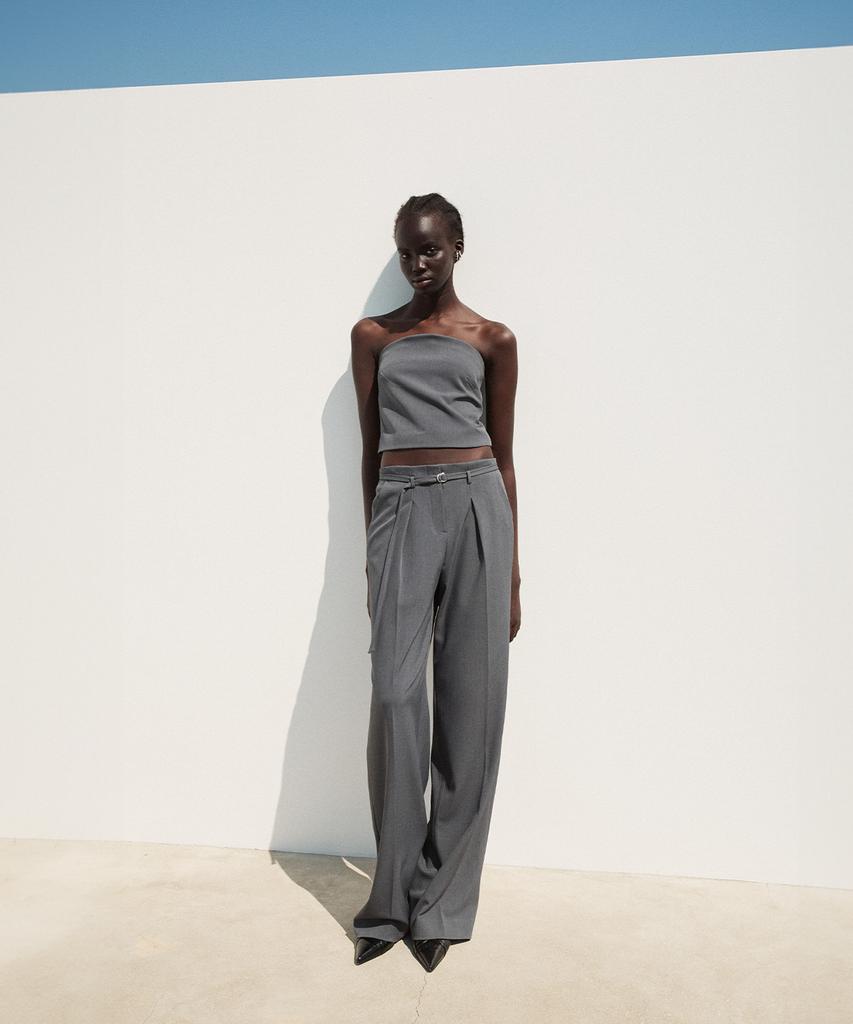 RE RHEE Straight Leg Belted Trouser Charcoal