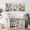 Fashion Gold and White Flower Canvas Posters Painting Abstract 3D Lily Flowers Wall Art Print for Bedroom Living Rome Home Decor