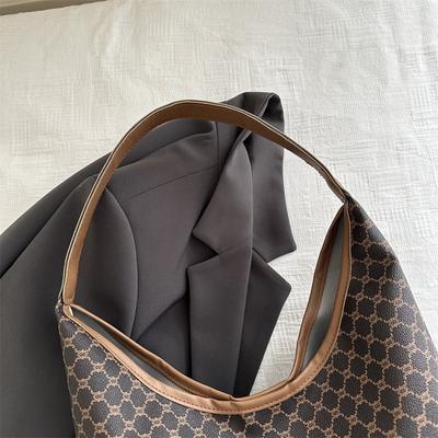 Textured Fashionable Plaid Portable Tote Bag Women's Spring New Large-capacity Shoulder Bag Retro Underarm Bag