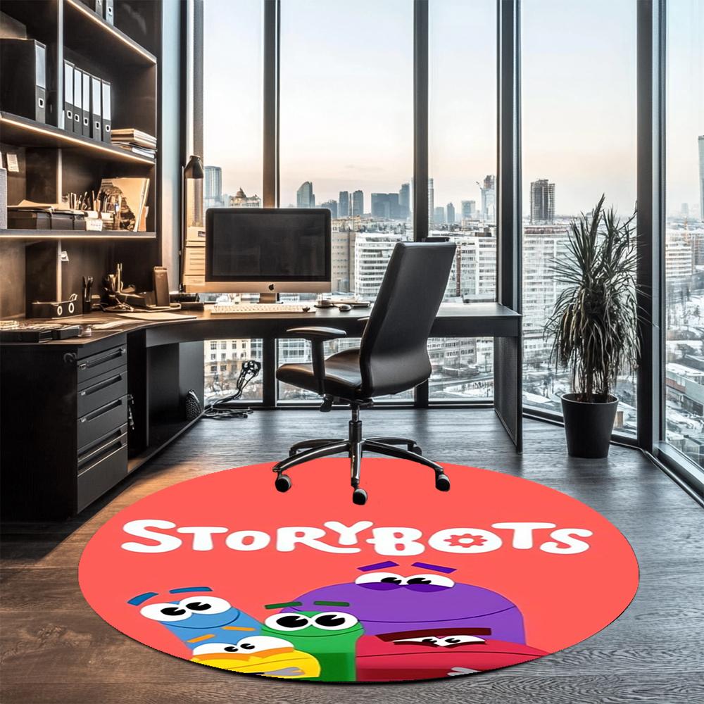 StoryBots Printed Round Rug Carpet Chair Rug Area Rug Entryway Doormats,for Office Chair Living Room Bedroom Kitchen Room.