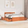 VidaXL Bed Frame with Drawers Wax Brown 120x190cm Solid Pine Wood, Bedroom Furniture, Bed Base, Wooden Bed, 3282362