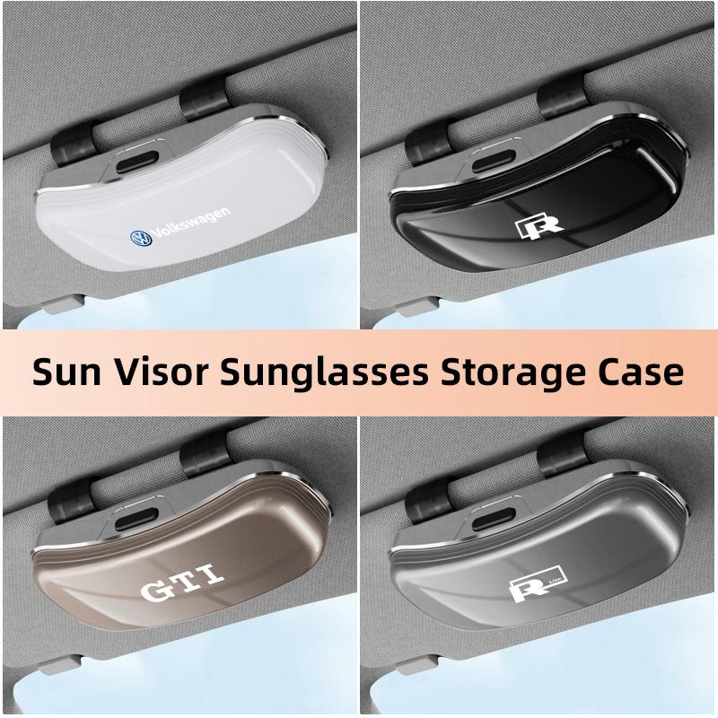 ZCKOT1 VW Car Sun Visor Glasses Case Sunglasses Storage Clip Card Ticket Holder For RLine Passat Tiguan Beetle Amarok Arteon Magotan T5