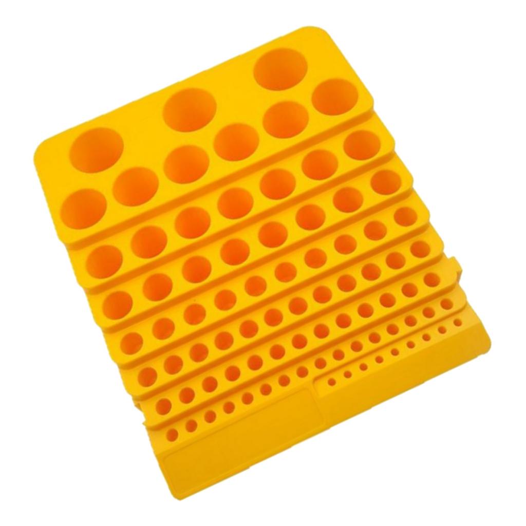 Durable Round Yellow Plastic Drill Bit Holder Rotary Tool Rack Saving Space