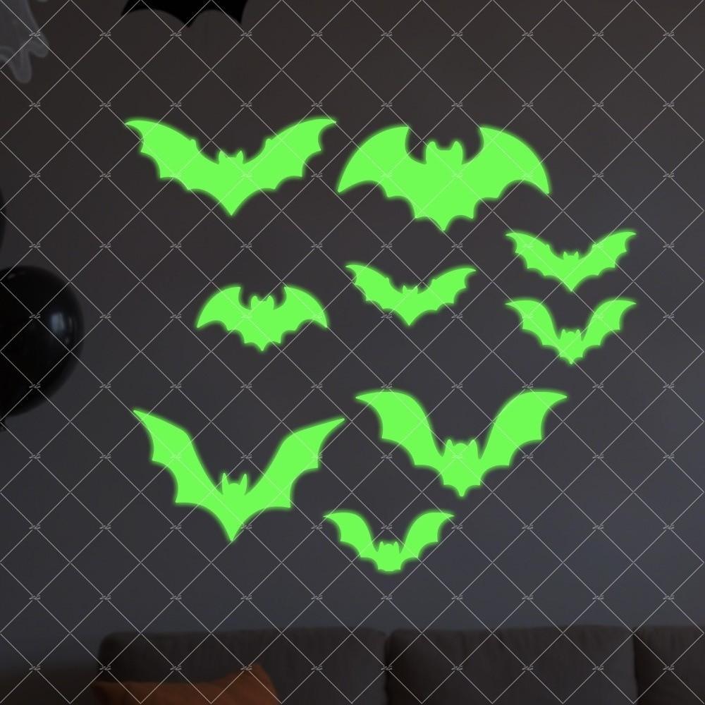 New Happy Halloween Window Clings Decor Removable Bat Specter Glow in The Dark Eyes Luminous Window Sticker Home Decor
