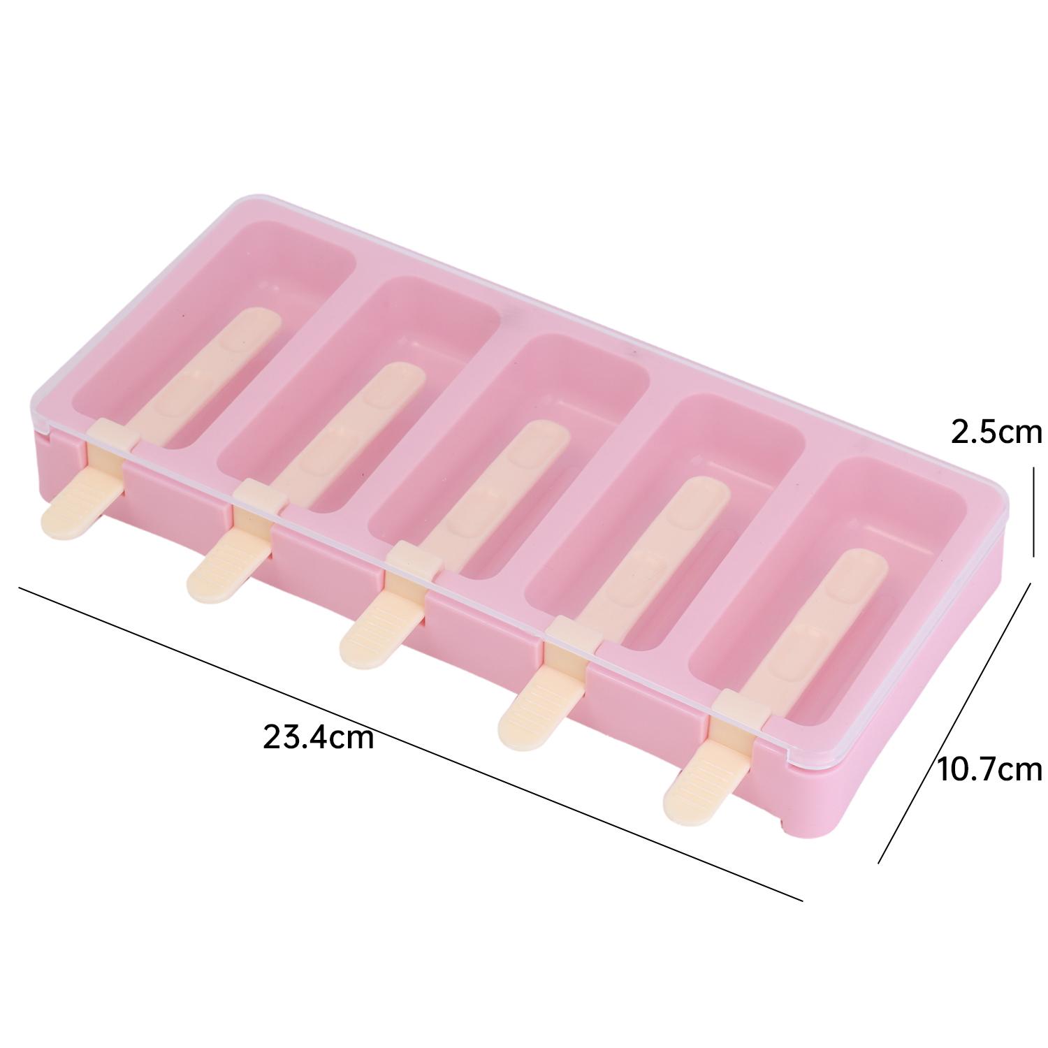 

Силиконовые формы для эскимо 5 ячеек с палочками Форма для мороженого Сделай сам Фруктовое желе Пудинг Форма Портативные кухонные инструменты Летние десерты розовый