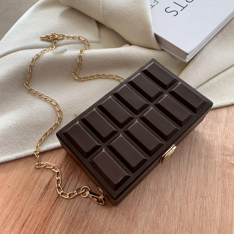 Cute chocolate box bag fashion shoulder messenger bag chain small square bag 2025 new personality trend women's bag