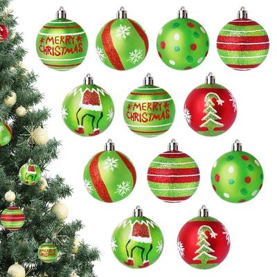 12Pcs/set Glittering Christmas Ball Pendant Swirl Candy Peppermint Red And Green Christmas Tree Glittering Hanging Balls