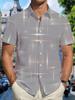2026 Vintage Estate Uomo Camicie a Quadri Geometrici a Griglia Manica Corta Collo a Revers Stampa 3D Camicie Hawaiane per Vacanze Abbigliamento Casual da Uomo