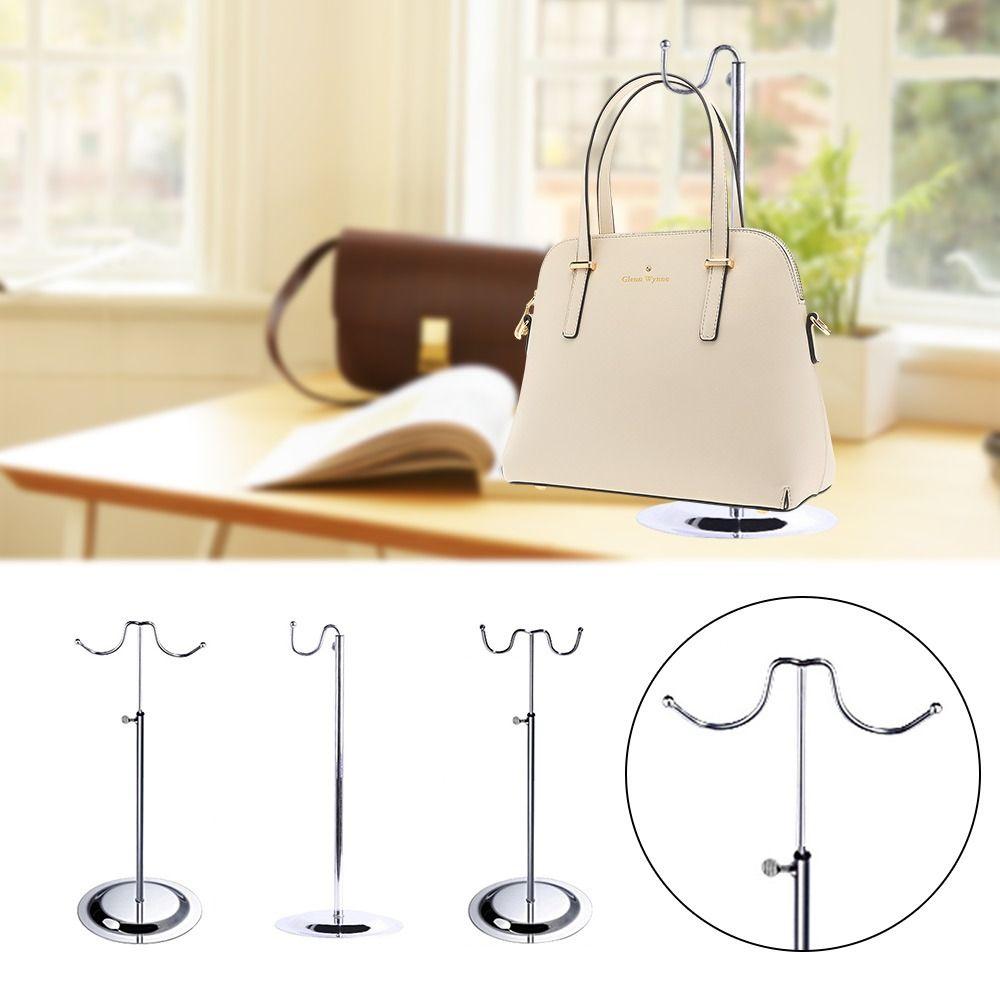 Stainless Steel Bag Clothing Show Shelf Adjustable Polished Metal Display Risers Silver Wallet Holder Stand