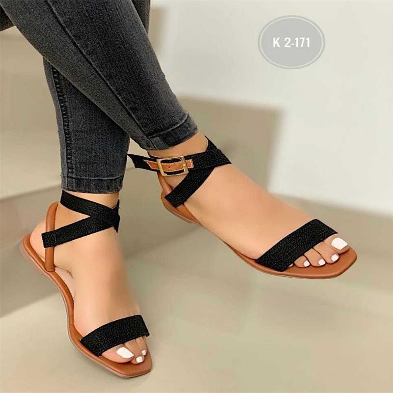 Large Size Women Ankle Wrap Ladies Outside Buckle Sandals
