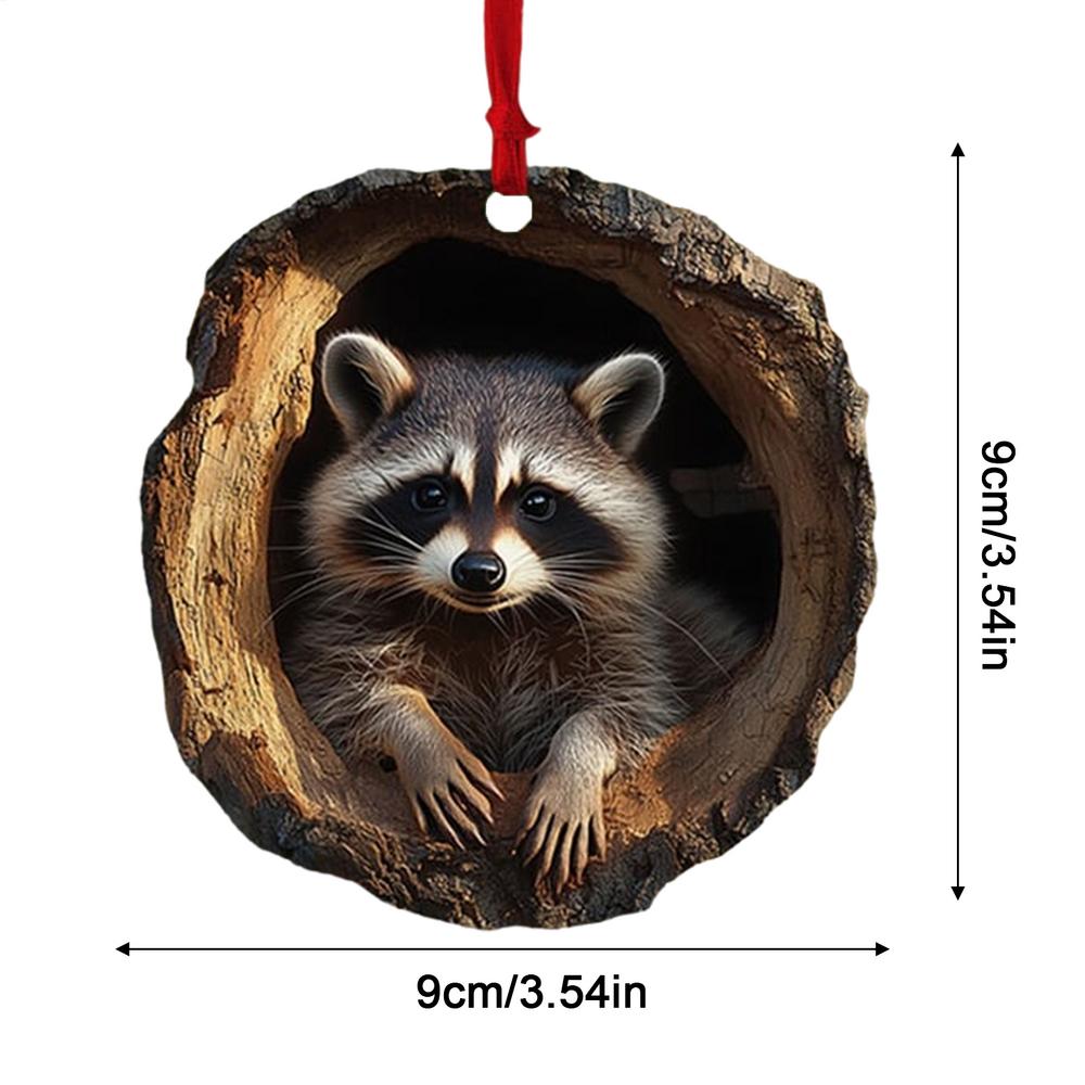 2026 Animal Christmas Ornaments 2D Cute Acrylic Raccoon Cat Owl Squirrel Animal Pendant for Christmas Tree Decoration