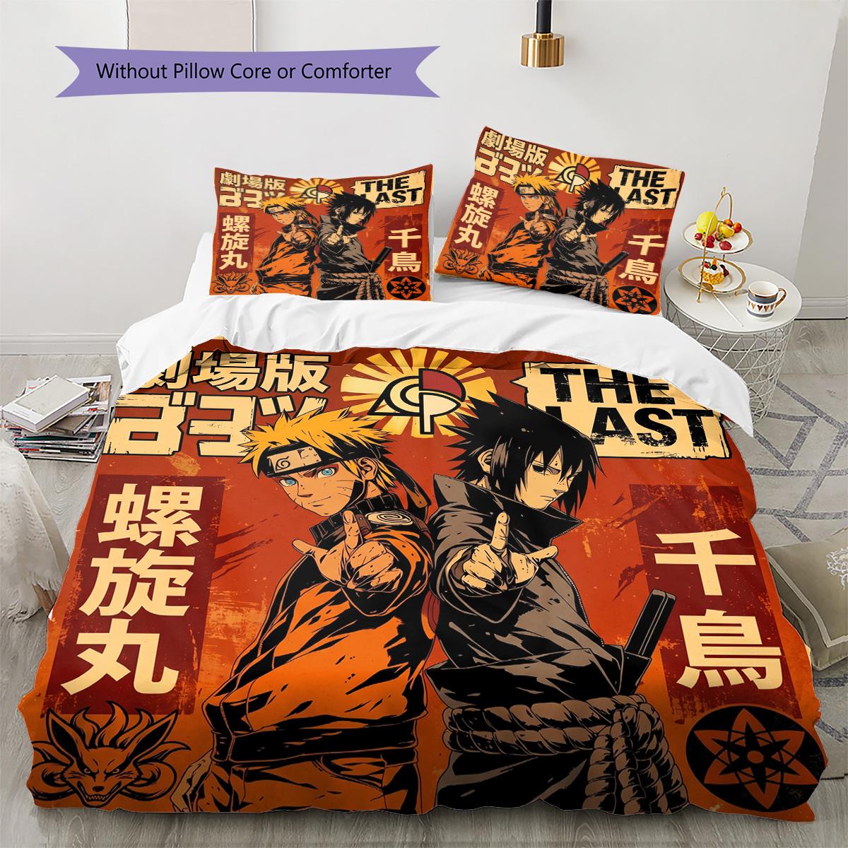 

Naruto Printed Pattern Bedding Set Pillowcase & Duvet Cover Set Home Decoration Birthday Gift (1 * duvet cover + 2 * pillowcase, without core) 135x200cm