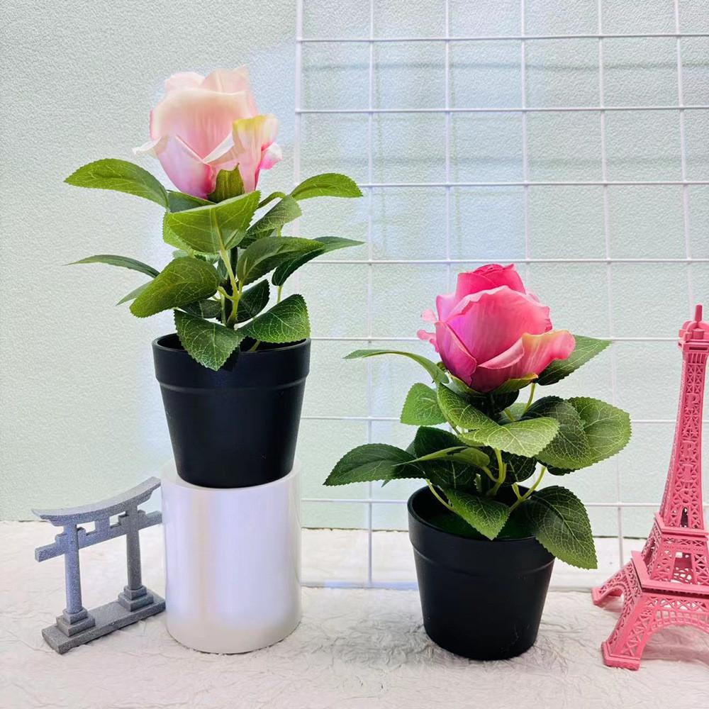 Rosa Rugosa Schreibtischpflanze Künstlich Mit Seide Und Kunststoff Für Wohnzimmer- Und Bürodekoration