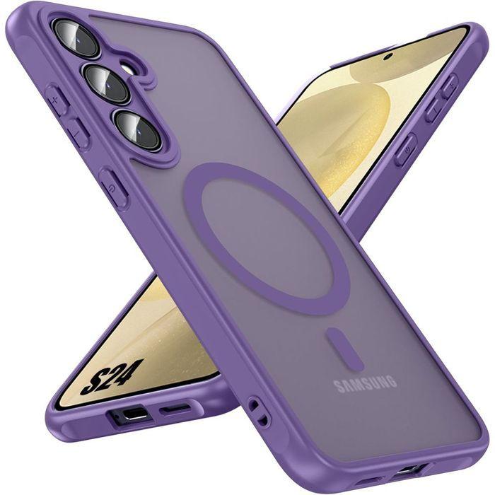 Coque de protection - BOOLING - Samsung Galaxy S24 - Violet - Antichoc - Anneau Magnétique