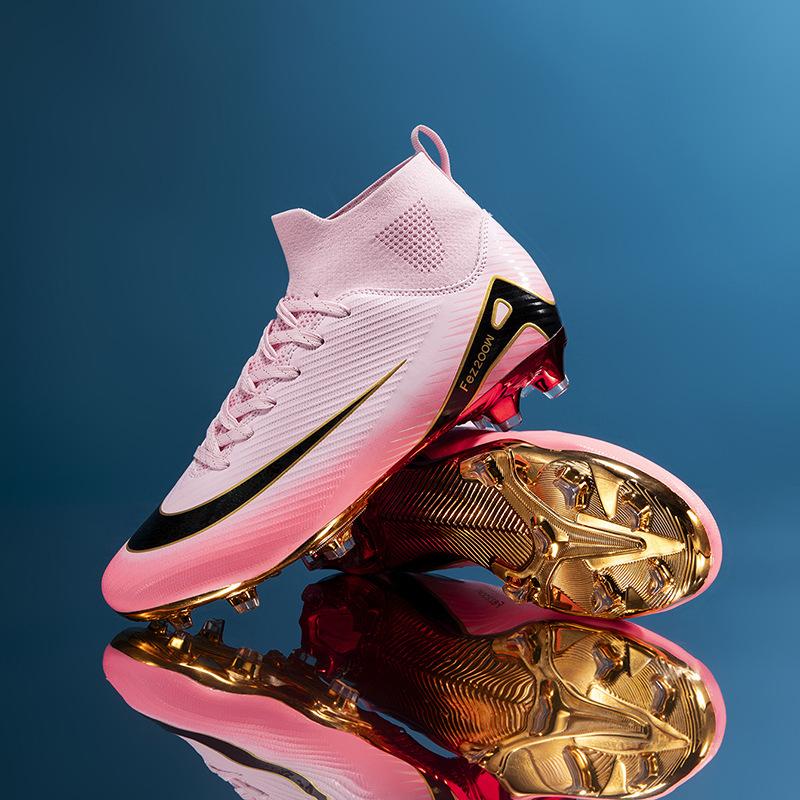 High-top Football Shoes Tf Broken Nails Artificial Flat AG Nails Leather Feet Boys and Girls Children and Adolescents Students Training Shoes