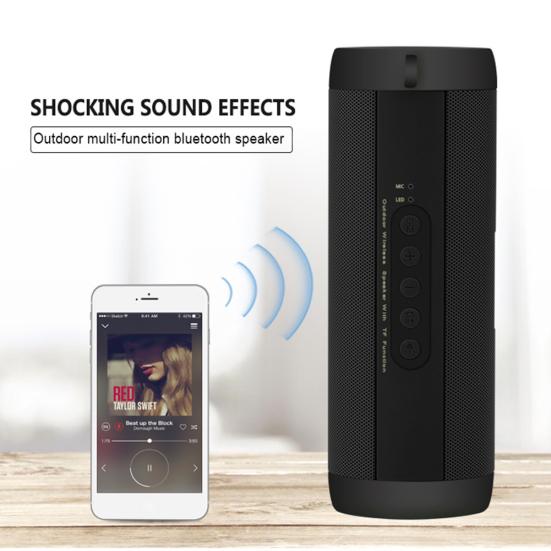 T2 Tragbarer Wasserdichter Drahtloser Bluetooth-kompatibler Subwoofer Taschenlampe Soundbar Lautsprecher