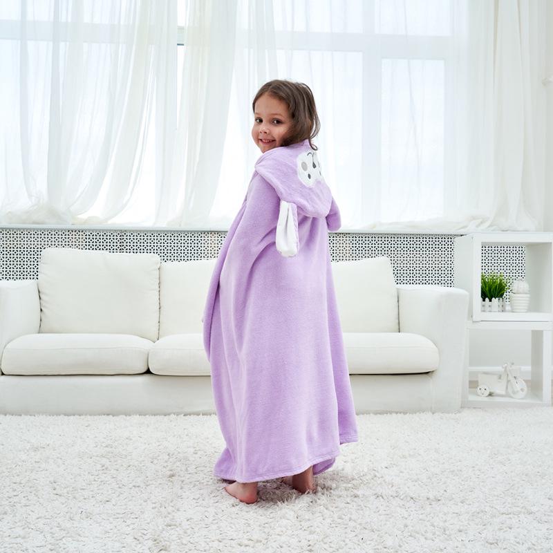 Children's Hooded Bathrobe - Coral Fleece Cartoon Design for Infants and Toddlers